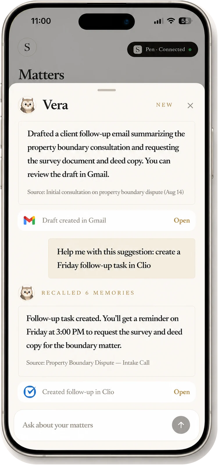Workflow in the Scriben app, for lawyers