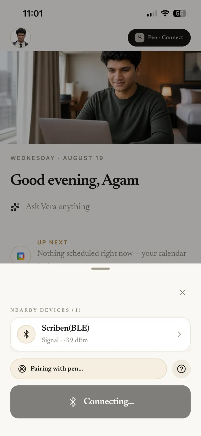 Pairing the Scriben pen over Bluetooth from the app