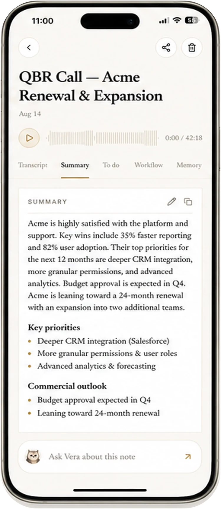 Notes in the Scriben app, for sales