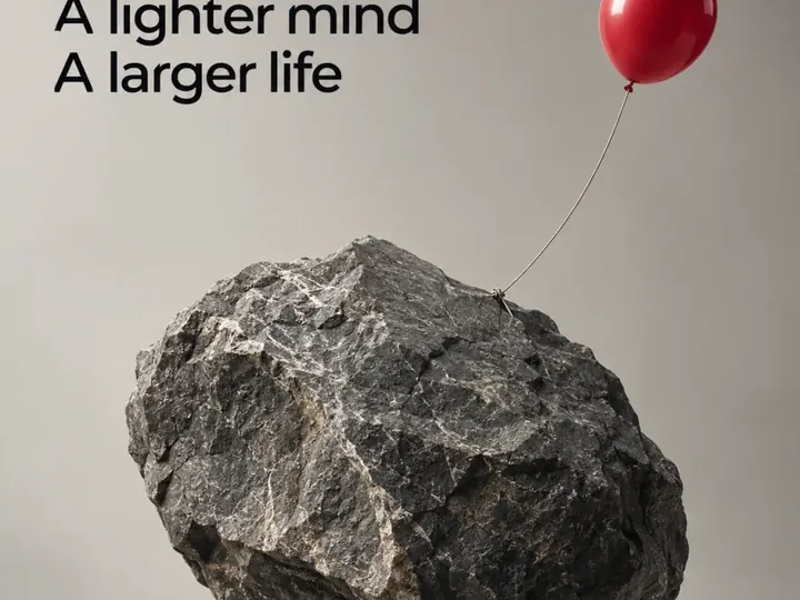 A lighter mind, a larger life. A boulder lifted by a balloon.